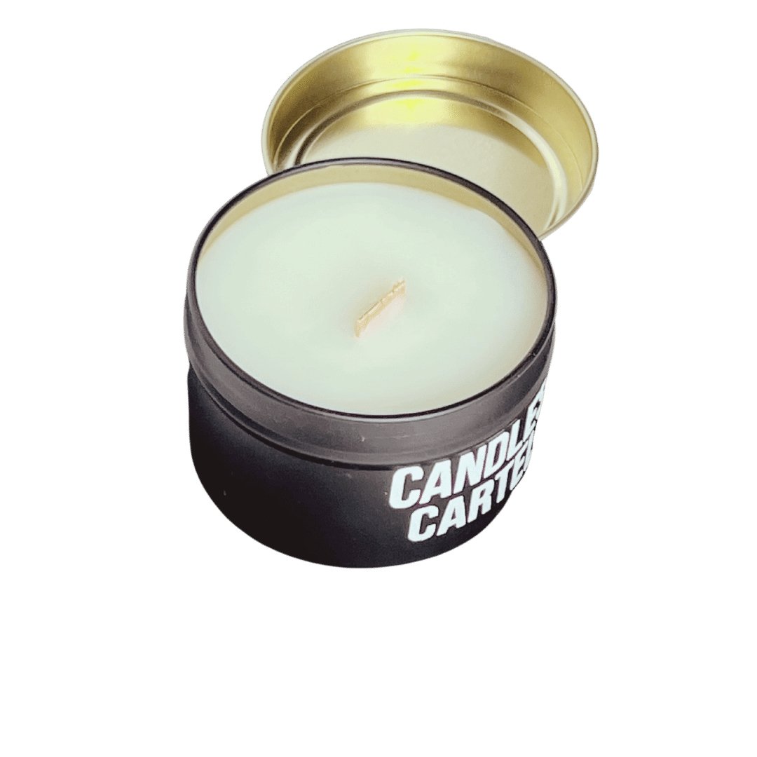 Holiday Romance 4 oz Coconut Wax with Black & Gold Tin and Wooden Wick