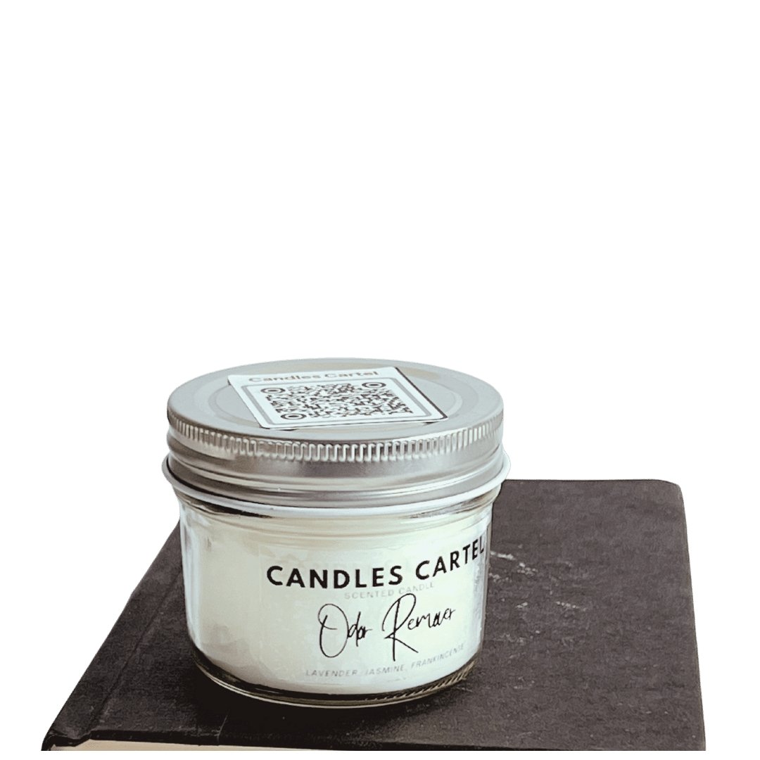 Odor Remover Candle 4 oz Coconut Wax With Clear Jar And Crackling Wooden Wick